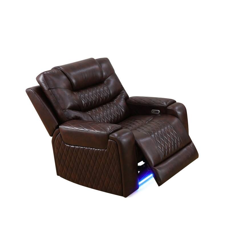 Power Recliner Chair with LED Lighting and Quilted Design