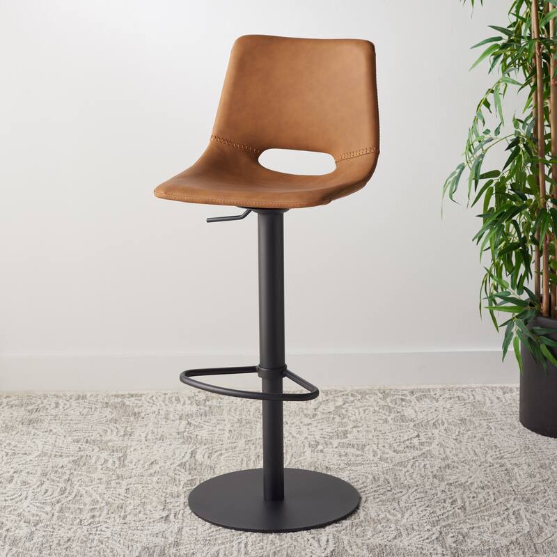 SAFAVIEH Myrtice Gas Lift Adjustable Bar Stool - 19 In. W x 17 In. D x 34-44 In. H - 19Wx17Dx44H