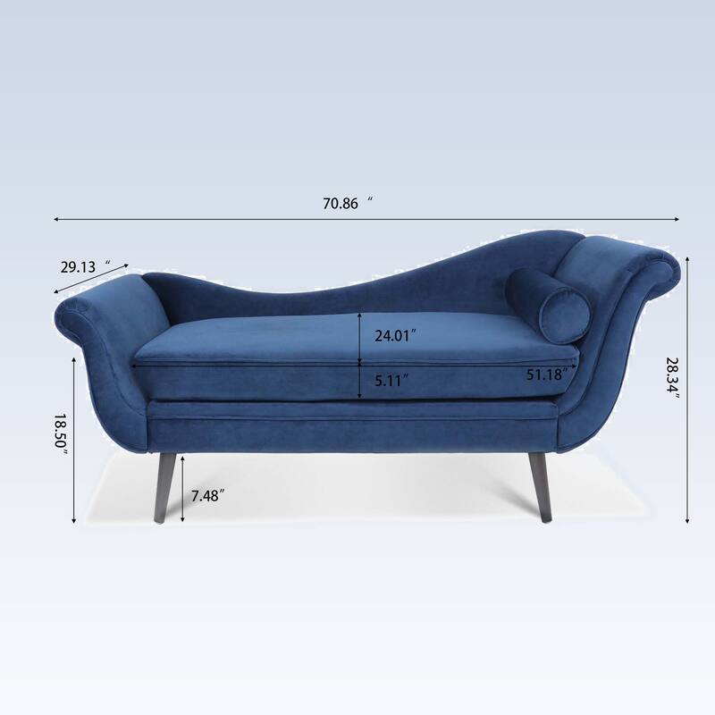 Modern Chaise Lounge with Scroll Arm For Living Room