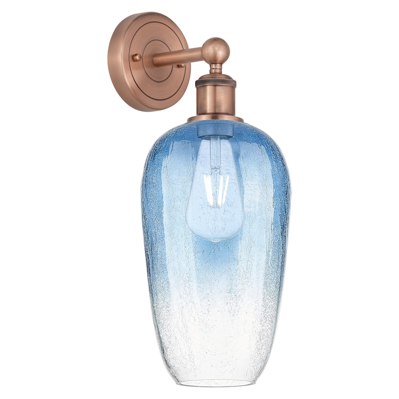 Innovations Lighting 616-1W-18-7 Brookhaven Flute Sconce Brookhaven - Antique Copper / Sapphire Blue