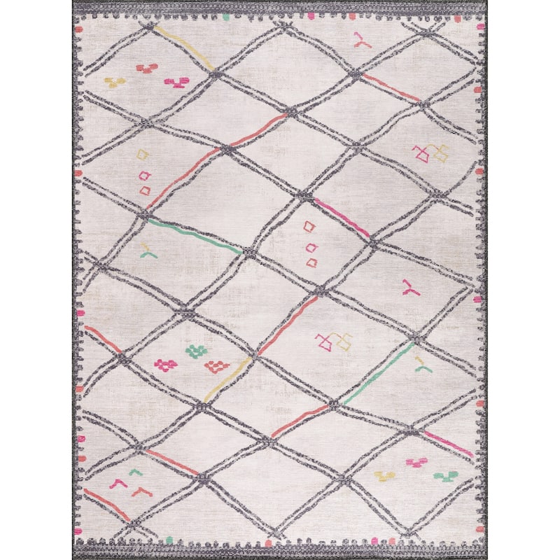 Modern Trellis Machine Washable Non Slip Area Rugs for Living Room Bedroom Kitchen