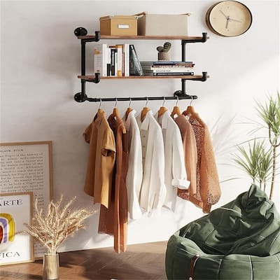 30in Industrial Pipe Clothing Rack - 13.77"D x 30"W x 20.86"H