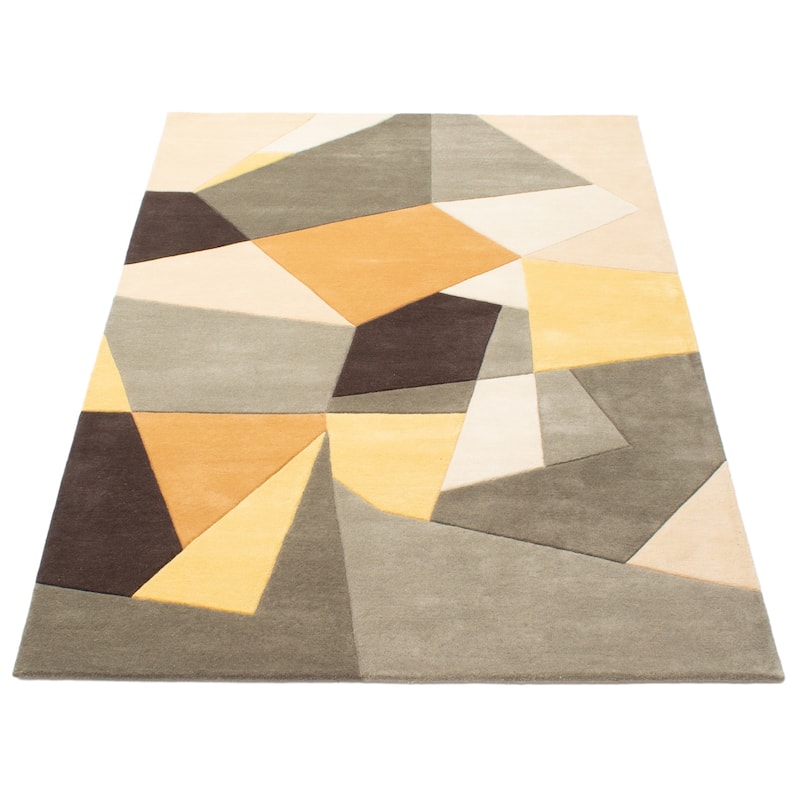 ECARPETGALLERY Hand Tufted Timeless Olive Wool Rug - 5'2 x 7'9