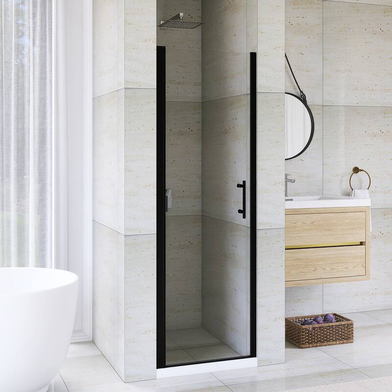 Pivot Semi-Frameless Shower Door in Matte Black Finish