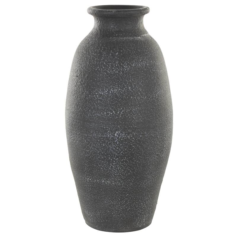 Ceramic Textured Whitewashed Decorative Vase - Black - Roche River Decor