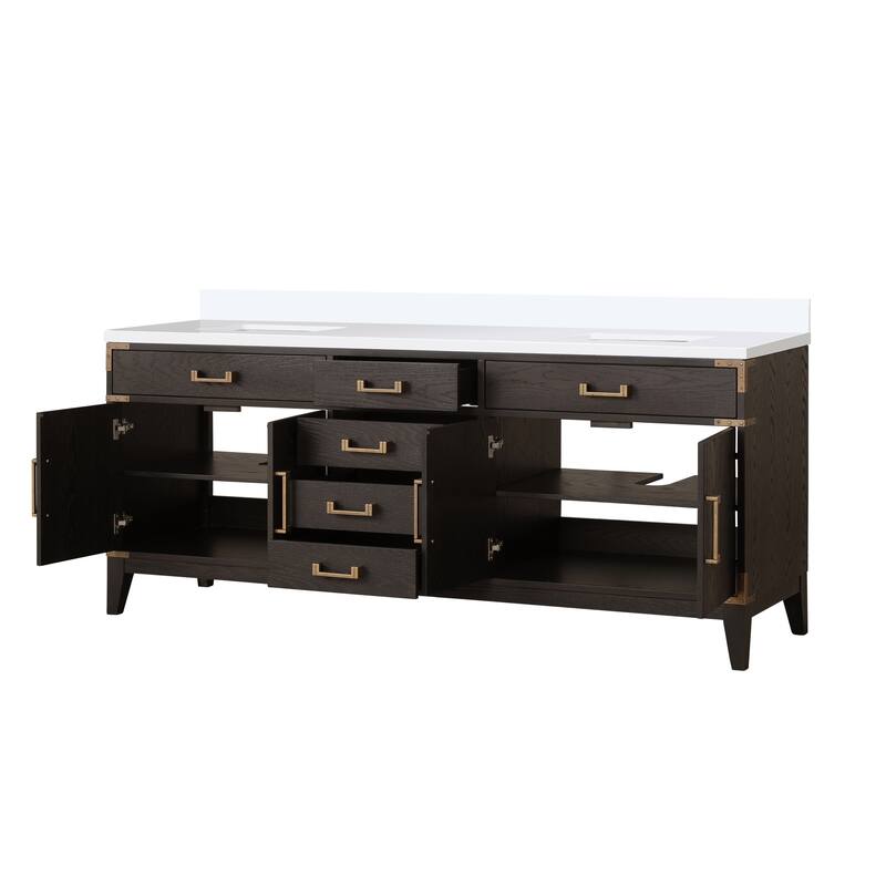 Laurel 60 in W x 22 in D Black Oak Double Bath Vanity and Cultured Marble Top