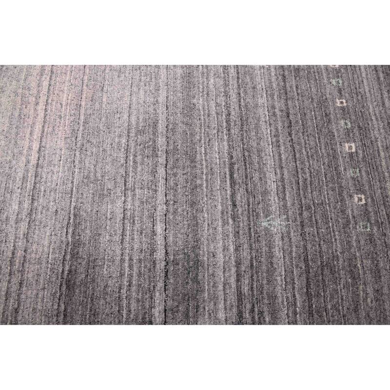 ECARPETGALLERY Hand Loomed Indo Gabbeh Grey Viscose, Wool Rug - 5'6 x 7'6