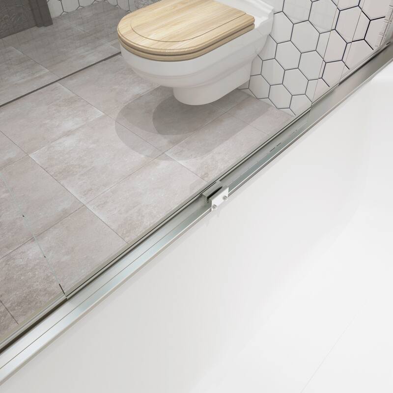 TOOLKISS Double Sliding Bathtub Shower Door - 56-60 inch.W x 58 inch.H - 56-60 inch.W x 58 inch.H