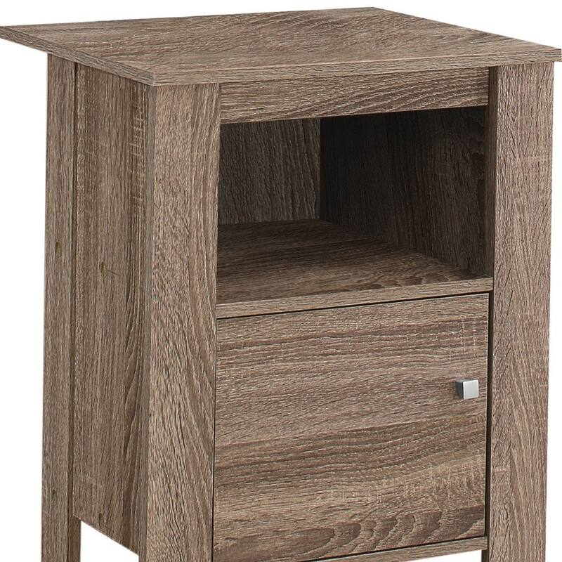 Contemporary 24" Wood Rectangular End Table with Shelf and Cabinet Modern Living Room Nightstand - 17.25"L x 14"W x 24.25"H