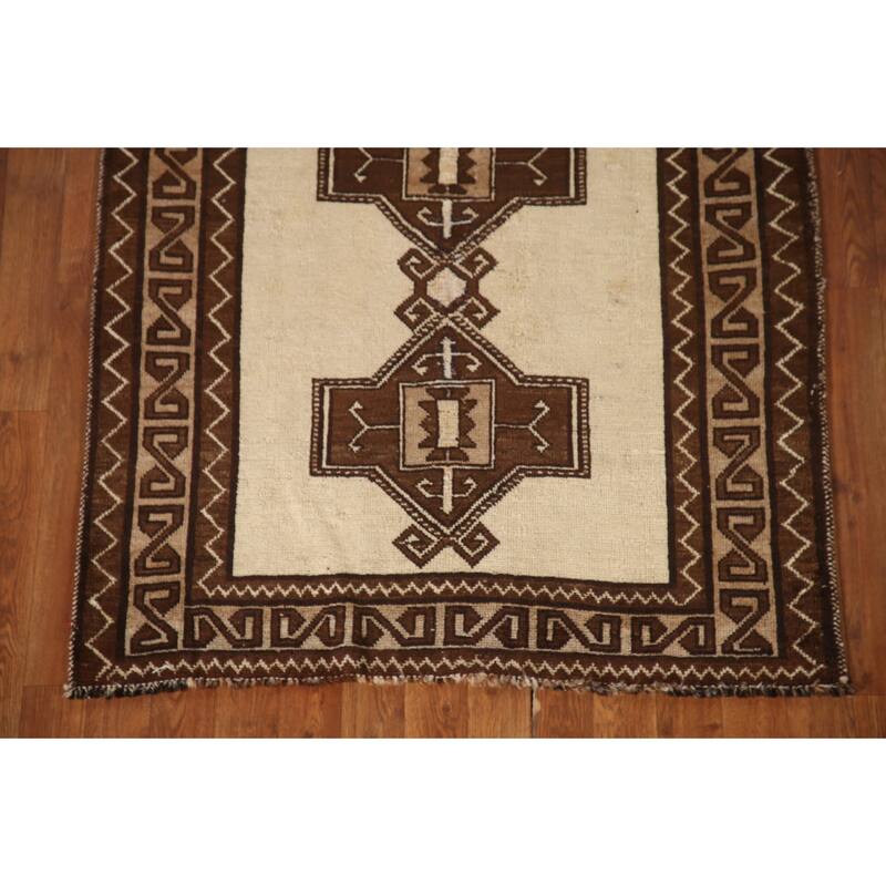 Geometric Gabbeh Persian Vintage Area Rug Handmade Wool Carpet - 3'5"x 6'3"