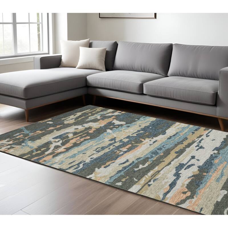 HomeRootsAbstract Modern Rectangle Area Rug - 119.69' X '95.67' X '0.39