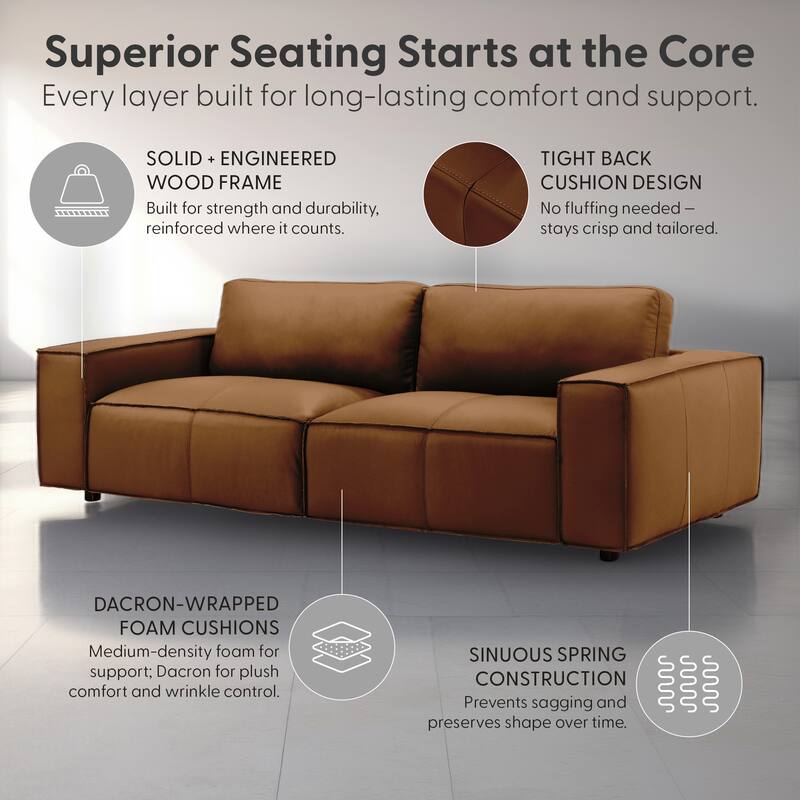 Clayton Top Grain Genuine Leather Loveseat, Sofa, or Living Room Set