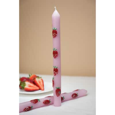 2-Pack 10.25in Hand-Painted Strawberry Taper Candles