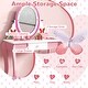 preview thumbnail 9 of 12, Pink Kids Vanity Table and Stool Set with 360 Rotating Mirror and Whiteboard Perfect for Gift - 27"L x 16.5"W x 39.5"H