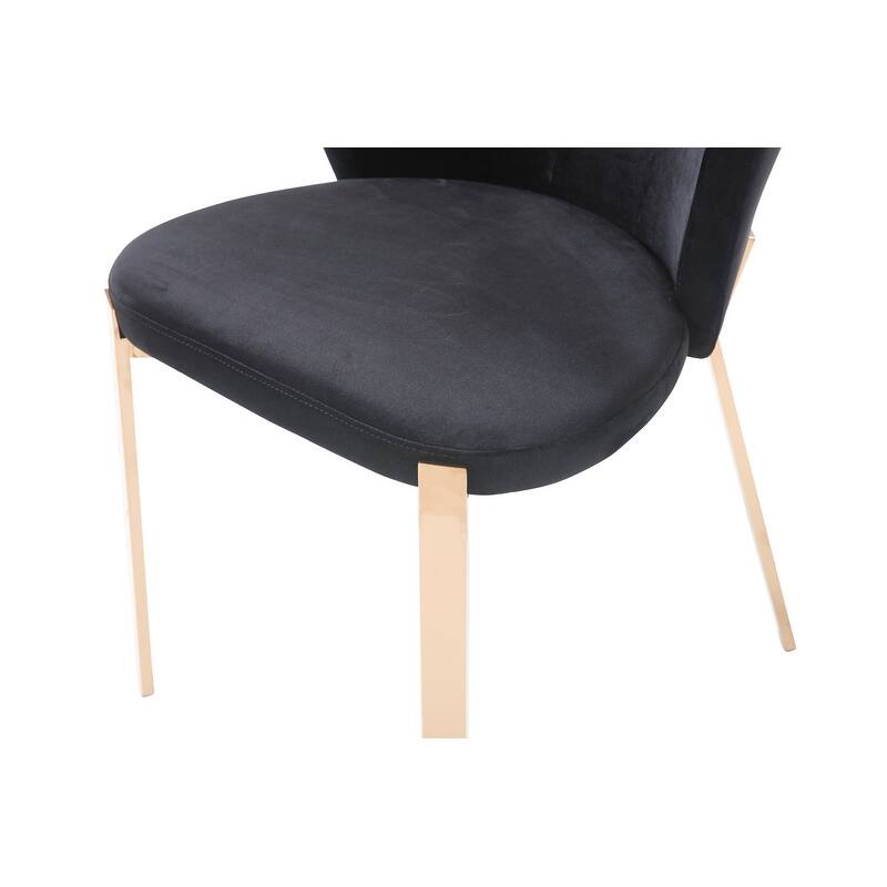 Modrest Nadia Modern Black Velvet & Rosegold Dining Chair (Set of 2)