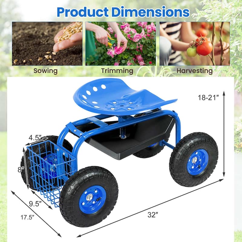 Costway Rolling Tray Gardening Planting with Work Seat Garden Cart - See Details