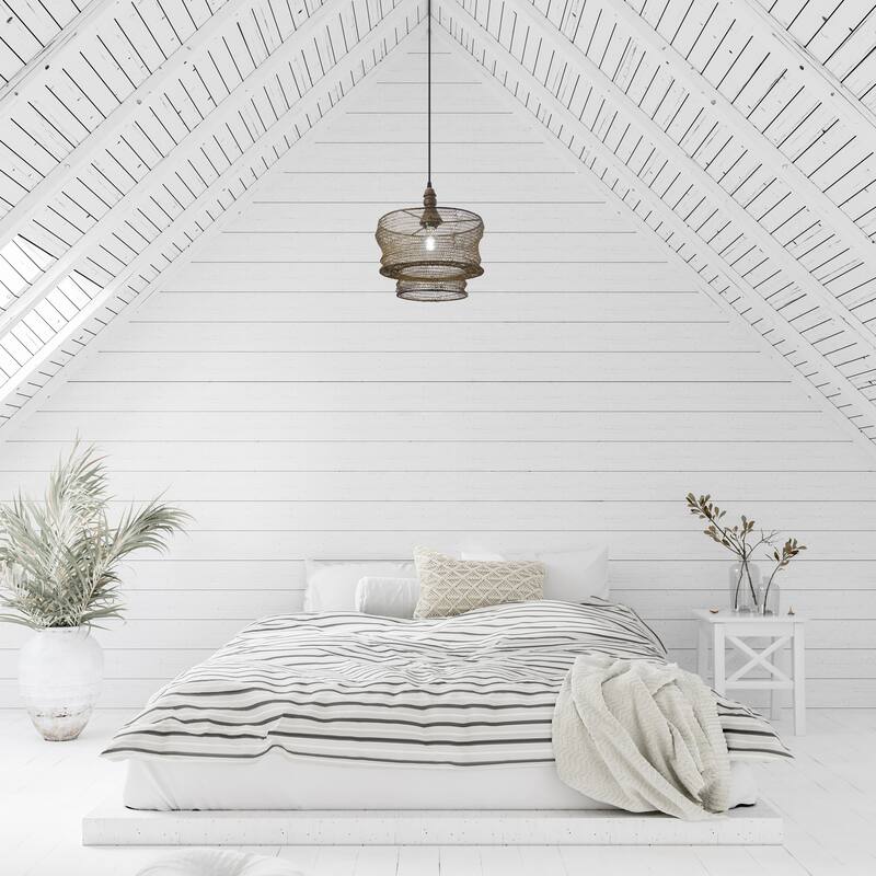 Cierra River of Goods Bronze Metal and Wood 12-Inch Pendant Light with Adjustable Hanging Cord - 12" x 12" x 11.5/70.5"