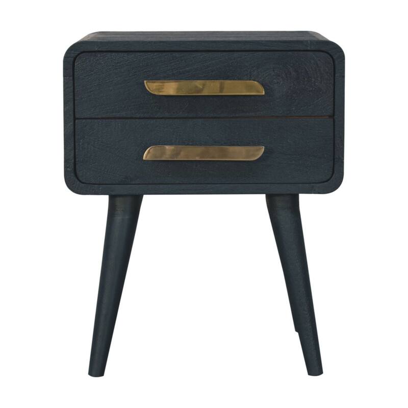 HomeRoots 22" Midnight Solid Wood Two Drawer Nightstand