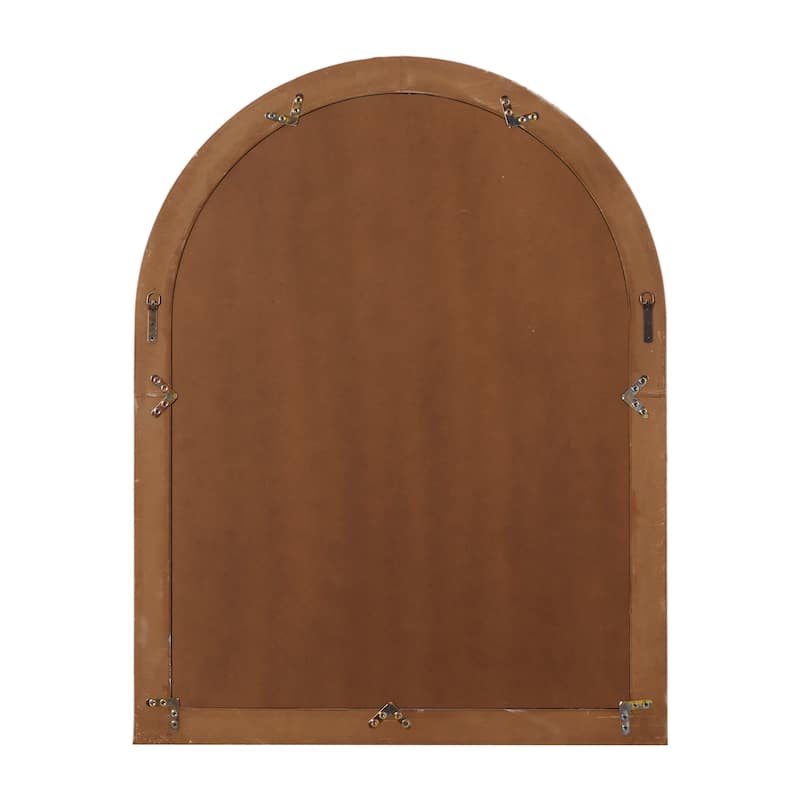 Gray Wood Window Pane Inspired Room Wall Mirror with Arched Top and Distressing