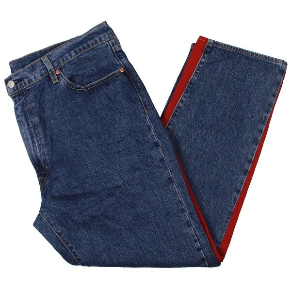 color block jeans white and blue