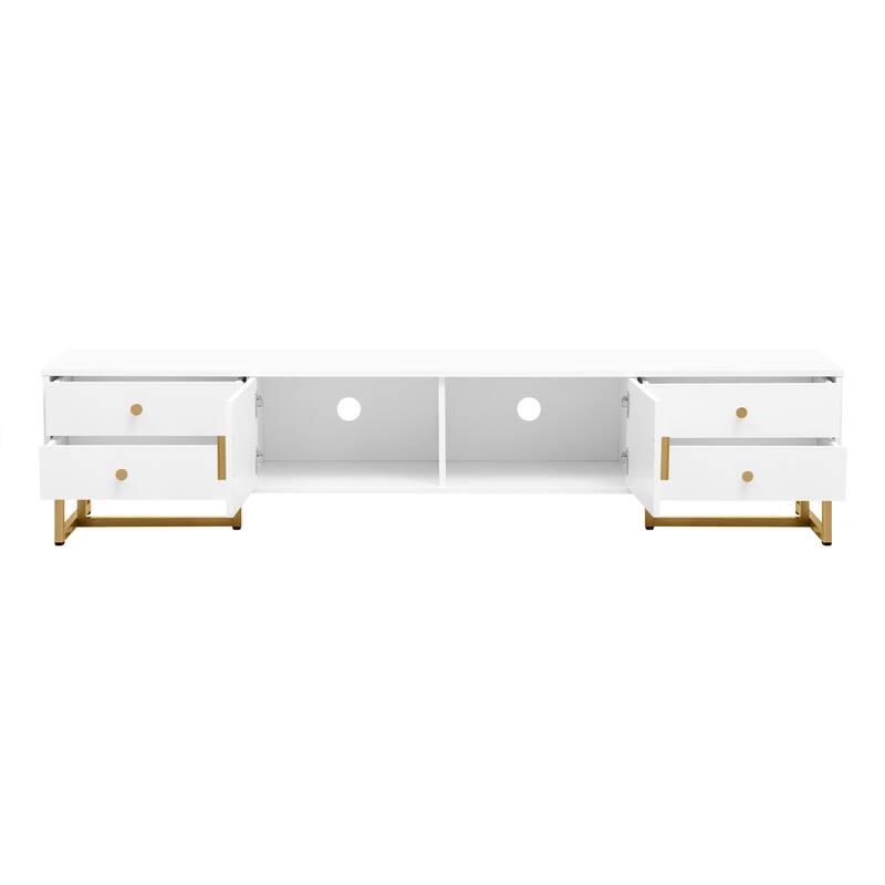 TV Stand for 65+ Inch TV, Entertainment Center TV Media Console Table - White