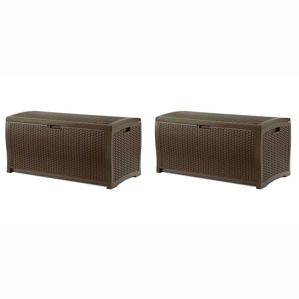 Suncast 73 Gallon Wicker Resin Outdoor Patio Storage Deck Box