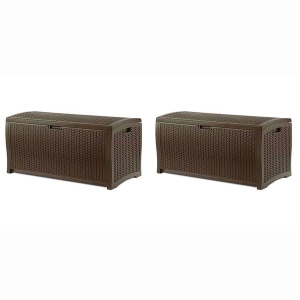Suncast elements resin clearance wicker bench with storage