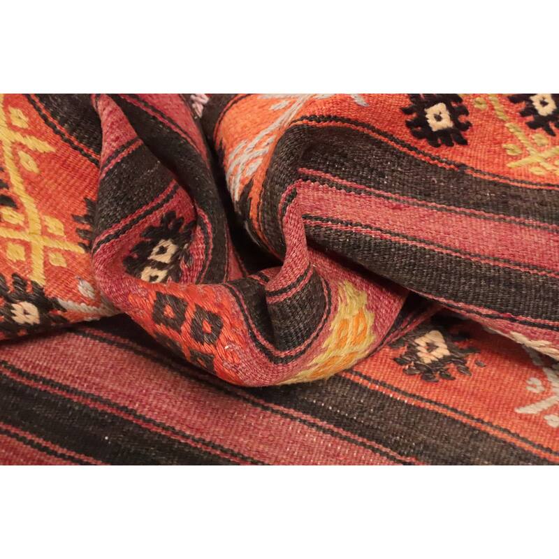 Hand Woven Oriental 100% Wool Carpet Southwestern Tribal Multi-Colored Kilim Area Rug - 9' 11'' X 6' 1''