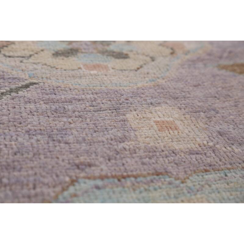 Hand Knotted Oriental 100% Wool Carpet Transitional All-Over Purples Oushak Area Rug - 9' 7'' X 8' 1''