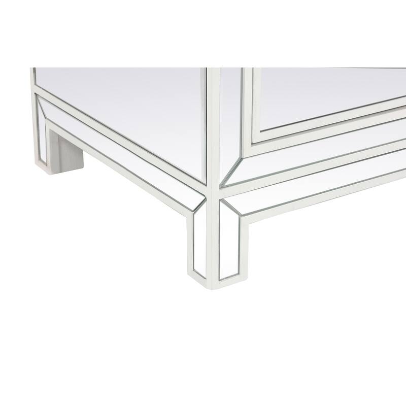 Indigo Home 60" White Mirrored TV Stand with Wood Fireplace