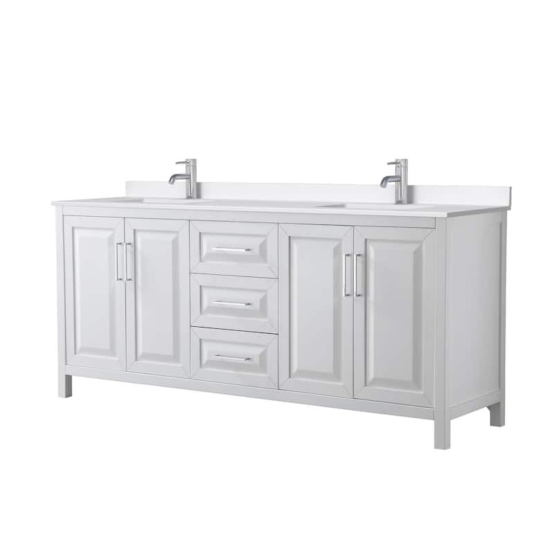 Wyndham Collection WCV252580D-QTZ-UNSMXX Daria 80" Free Standing - White / White Quartz Top / Polished Chrome