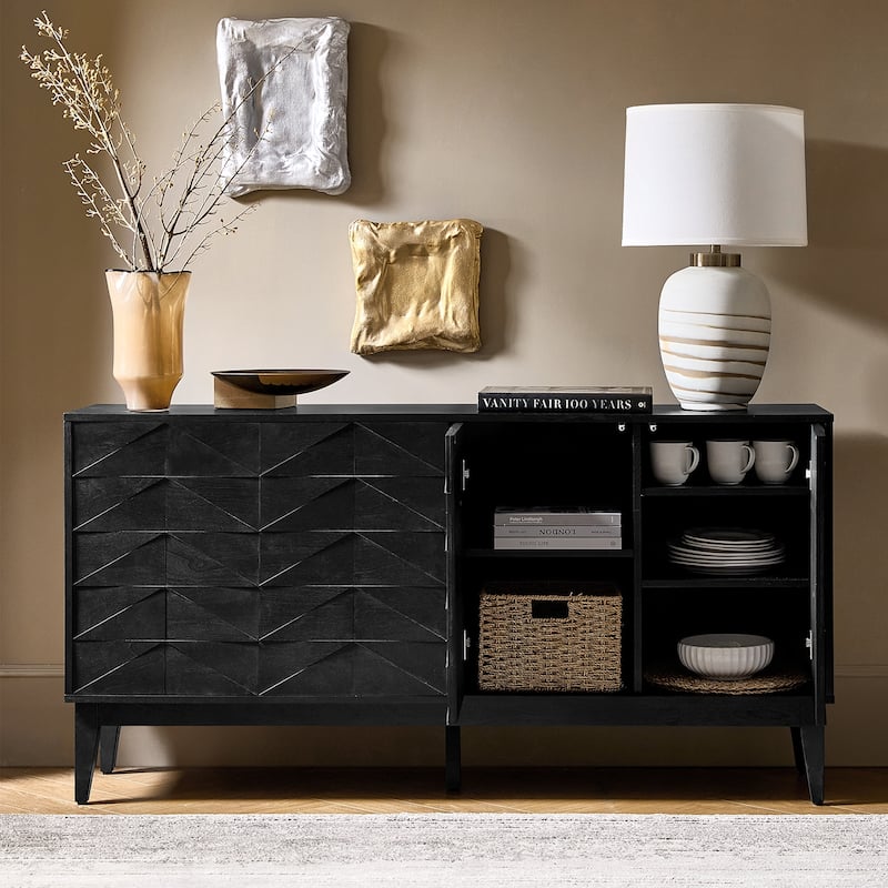 Dennis Modern 63"Wide 4-Door Sideboard with Adjustable Shelves and Cable Management by HULALA HOME