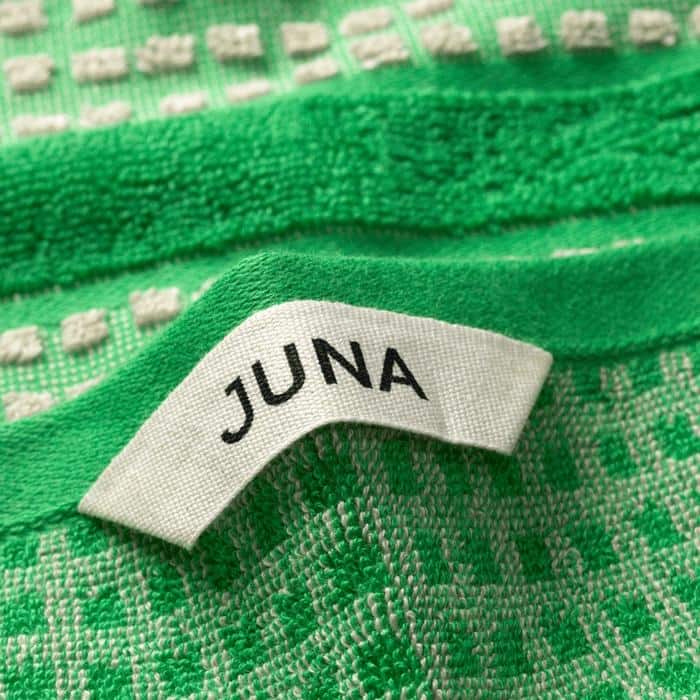 JUNA Check Towels, Green/Sand