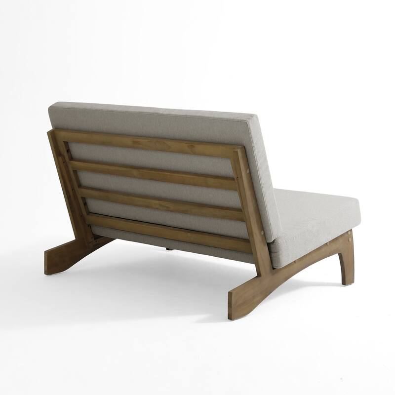 2-Piece Outdoor Teak Wood Loveseat Patio Set with Side Table