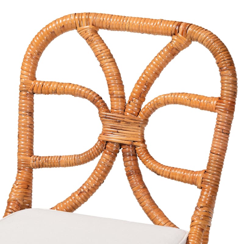 Trenton 5-Piece Rattan Dining Set - Round Wicker Table with Scallop Edge and 4 Side Chairs, Handwoven Boho Coastal Style
