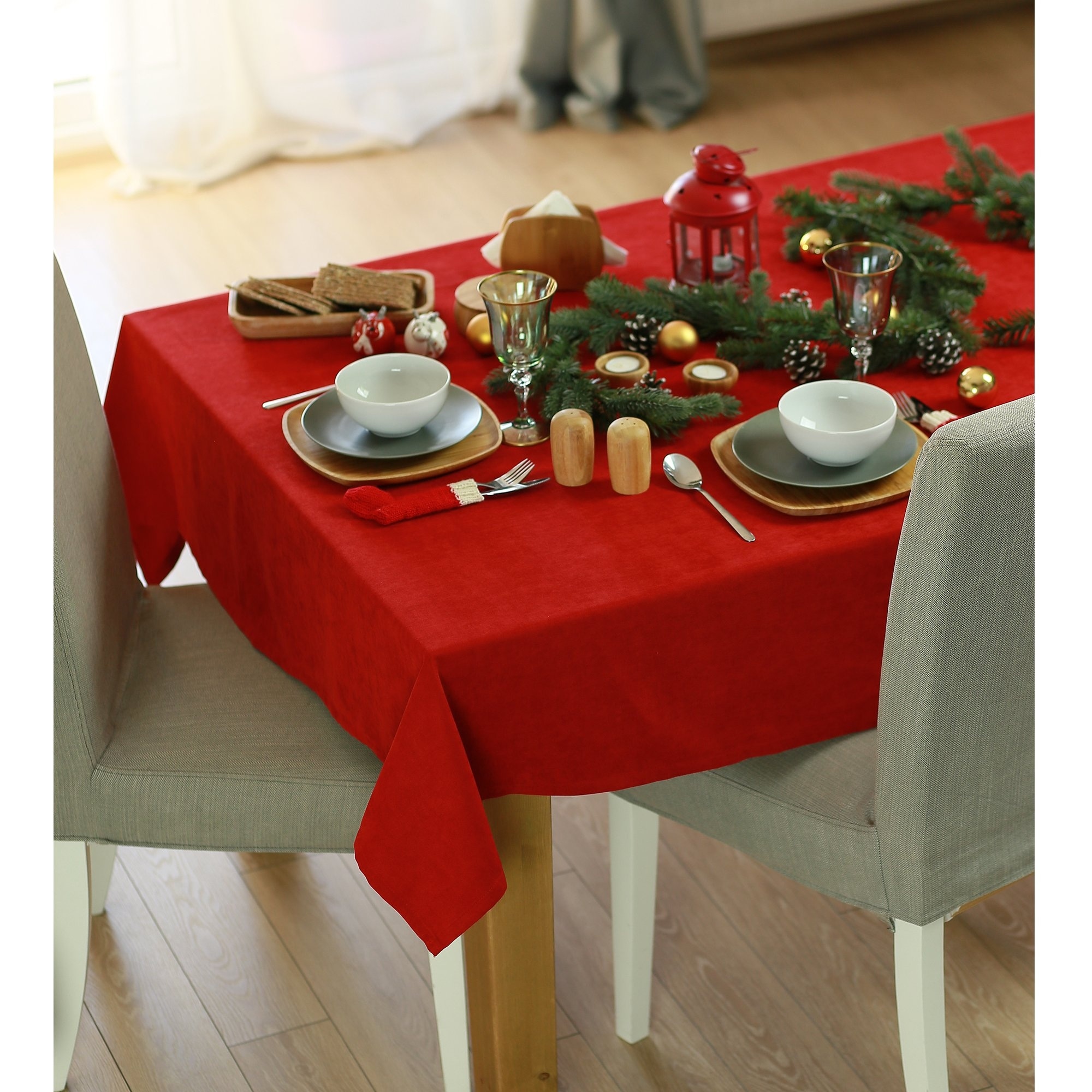 Wamika Merry Christmas Buffalo Plaid Santa Claus Tablecloth Table Cover Mat Home Decoration Winter Reindeer Rectangle Table Cloth Linen Cover Placemat 60 W x 108 L Kitchen Dining Room Party Wedding 