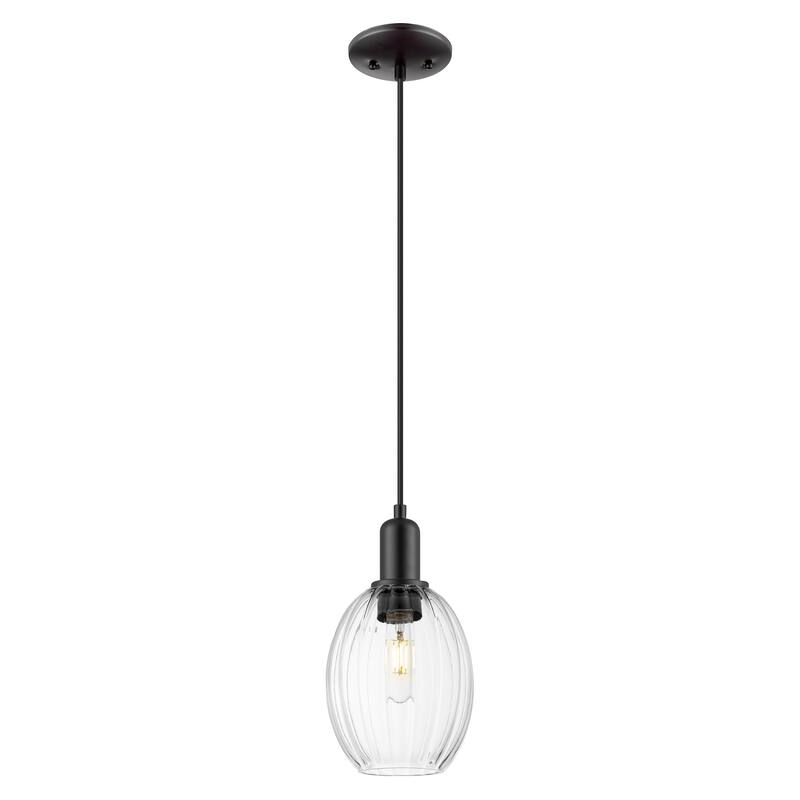 Innovations Lighting Downtown Urban - Preston - 1 Light 6" Bell Shade Cord Hung Mini Pendant - Clear Shade/Matte Black