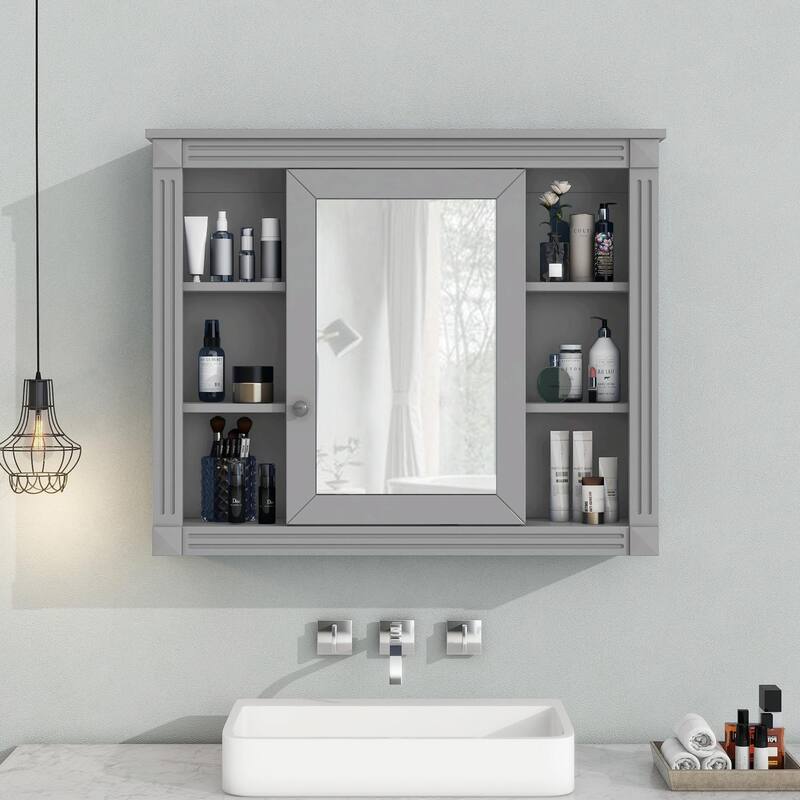 35'' x 28'' Wall Mounted Bathroom Storage Cabinet with Mirror