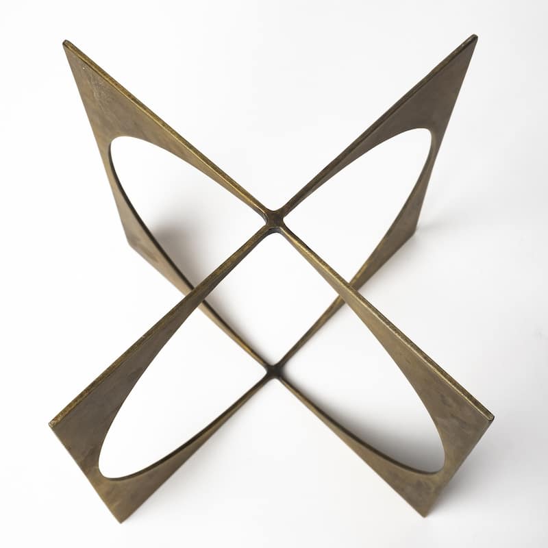 Burnished Gold Metal Circle Square Sculpture