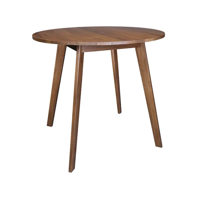 Round Dining Table 36 Inch - Walnut Finish Solid Wood Table with Easy Assembly for Small Spaces