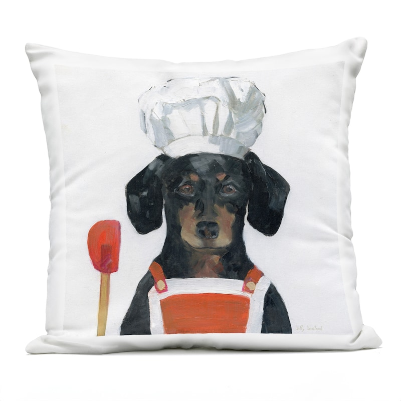 Stupell Kitchen Chef Dog Printed Outdoor Throw Pillow Design by Sally Swatland - Accent - Polyester - Red - Single