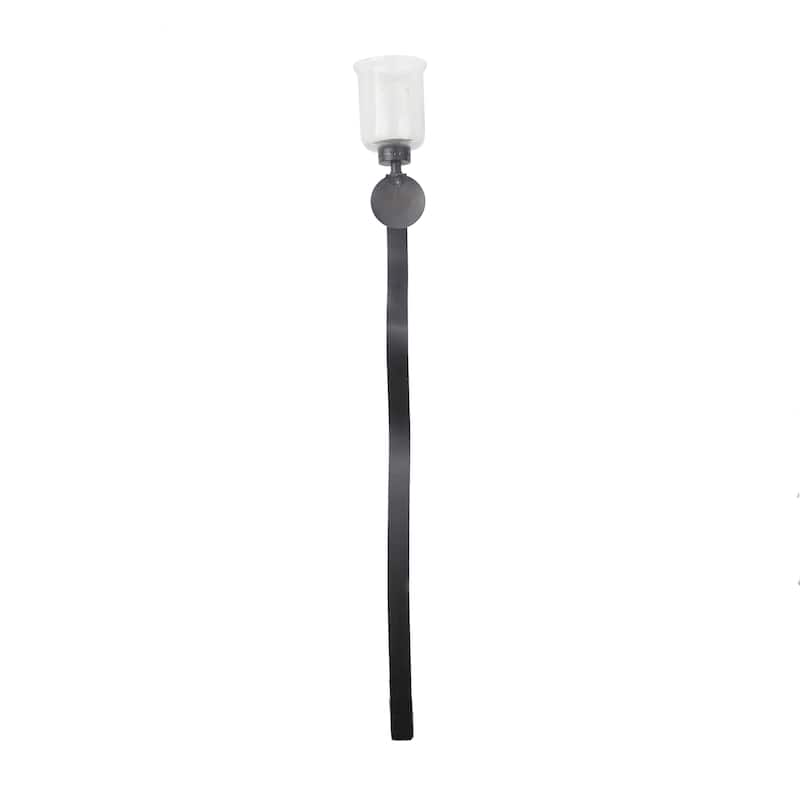 Metal Scroll Handmade Pillar Wall Sconce - Black - Roche River Decor