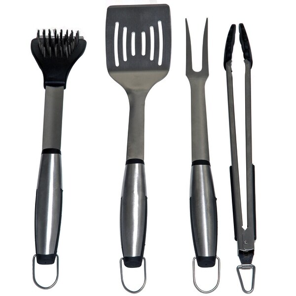 Grillmark 40070A BBQ Tool Set, Stainless Steel, 4-Piece