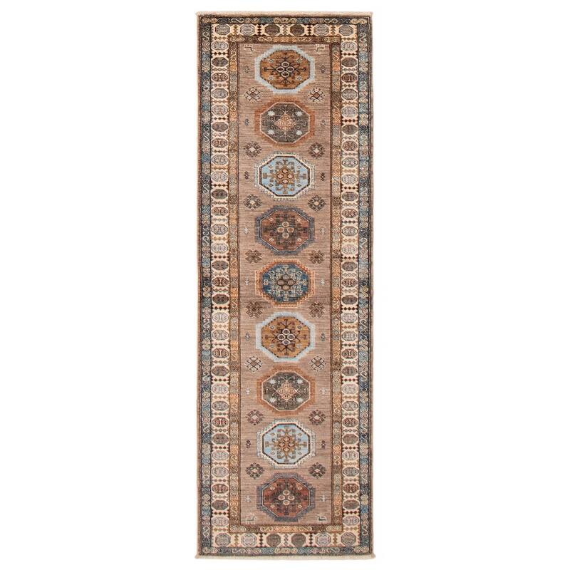 ECARPETGALLERY Hand-knotted Aryana Taupe Wool Rug - 2'8 x 8'3 - Taupe - 2'8 x 8'3