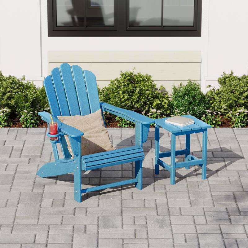 Aderson Outdoor Poly Adirondack Chair with Side Table