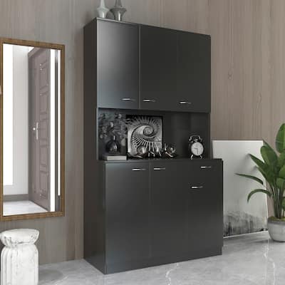 Armoire Wardrobe with 6-Doors,1-Open Shelves and 1-Drawer For Bedroom