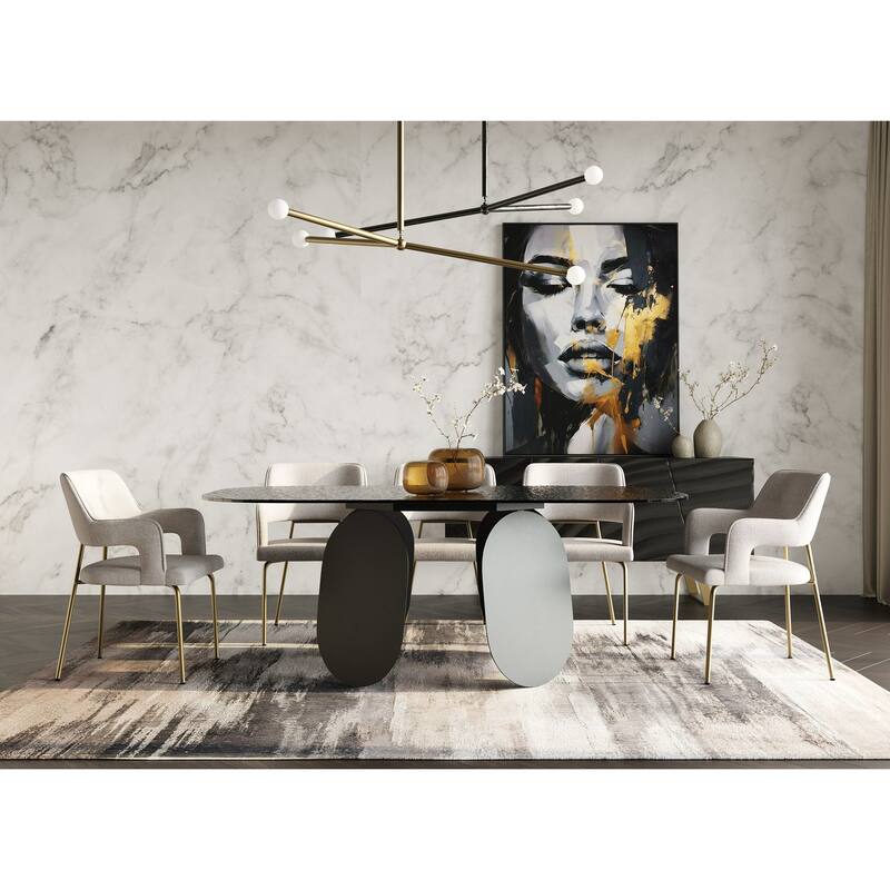 Modrest Childers Modern Grey Fabric & Antique Brass Dining Chair