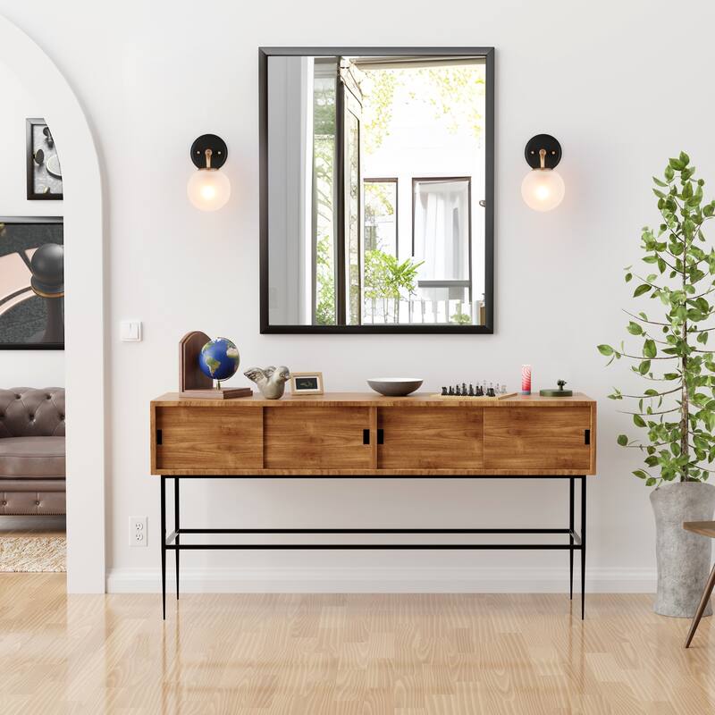 Malryn Modern 1-Light Glass Bathroom Vanity Light Gold Black Wall Sconce