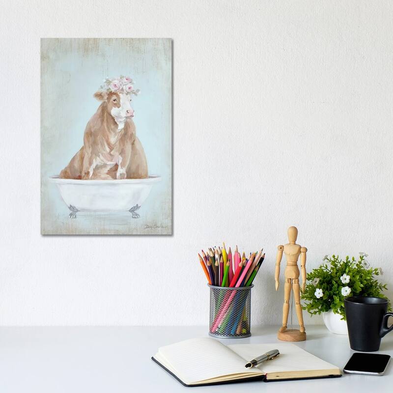 iCanvas "Cow In A Tub" by Debi Coules Canvas Print - 12x8x0.75