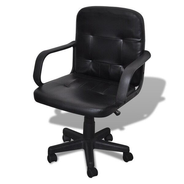 vidaXL Luxury Leather Office Chair Height Adjustable Swivel Black